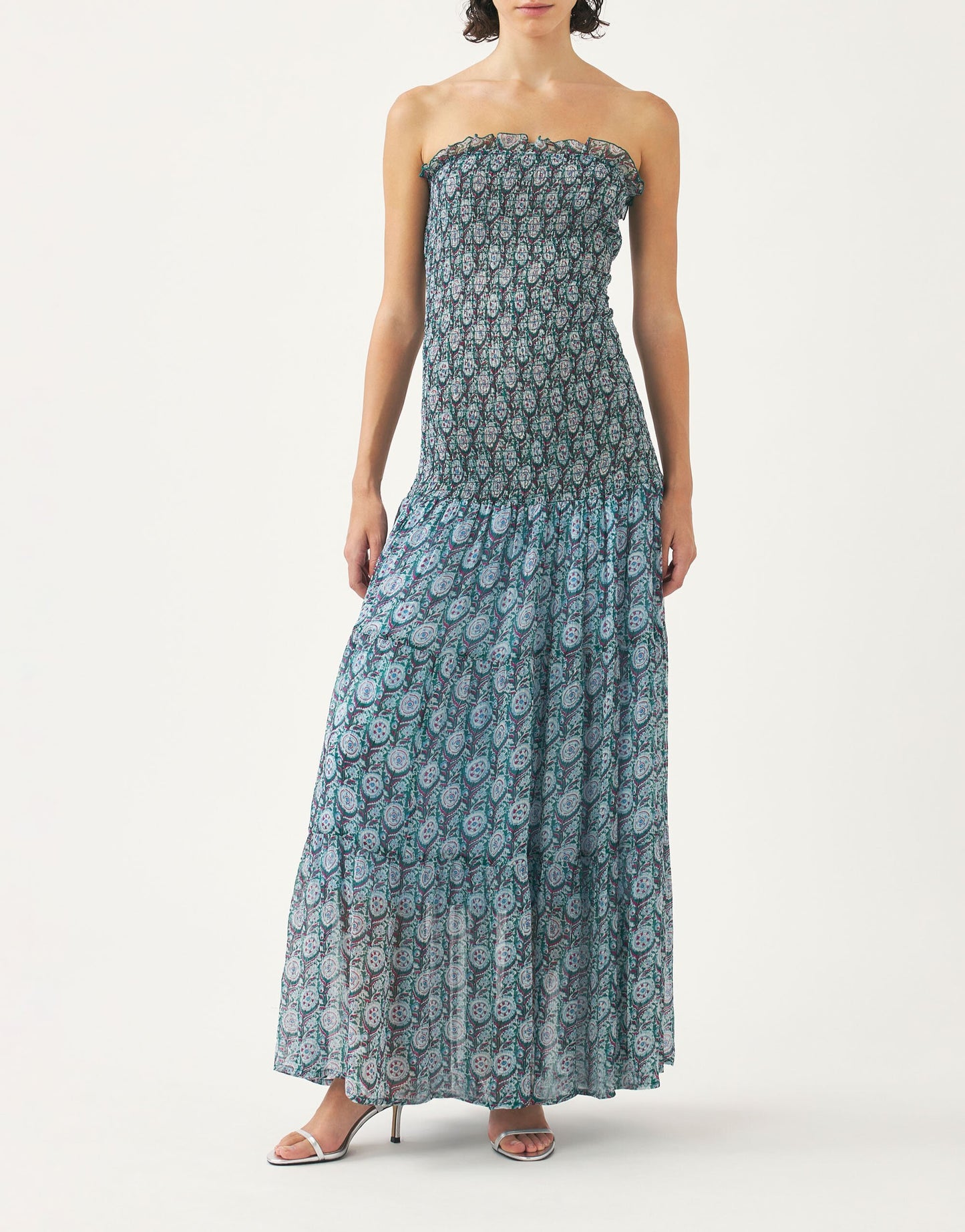 Sheath Blue Veil Maxi Dress