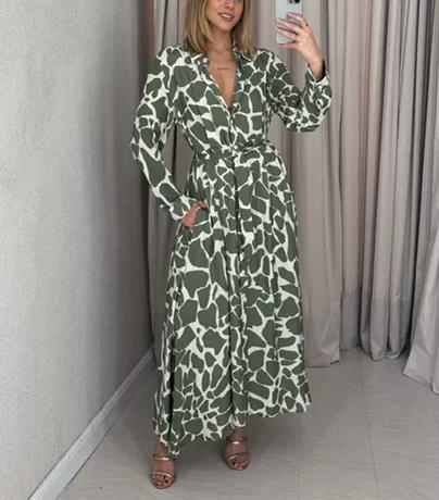 Deep V Buttoned Maxi Dress