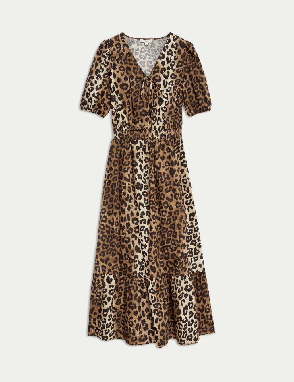 Leopard Print Lace-Up Maxi Dress