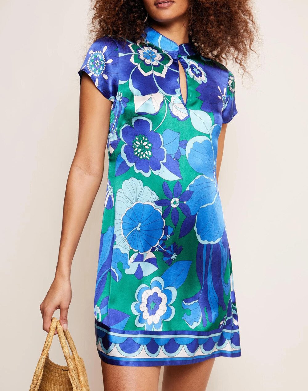 Blue Printed Short Dress