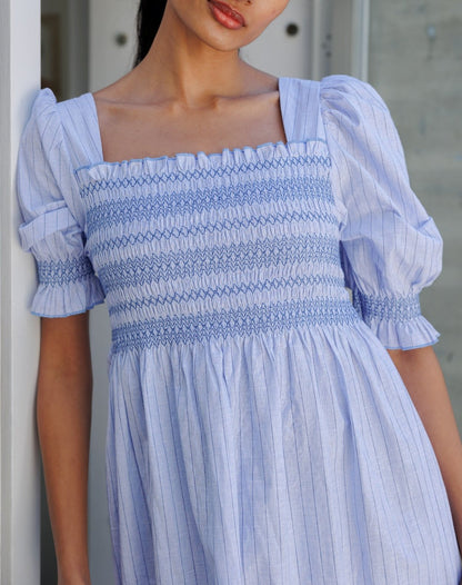 Bubble Sleeve Blue Dress