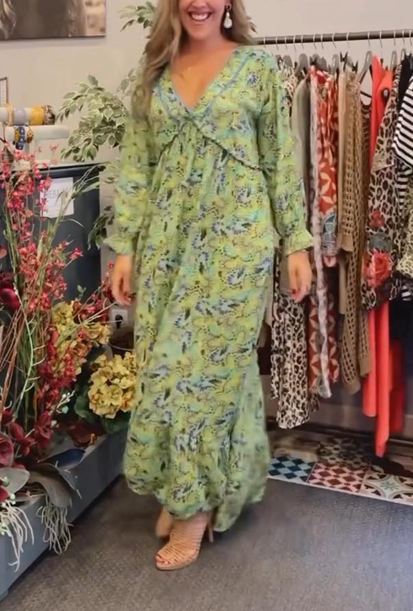 Green floral dress