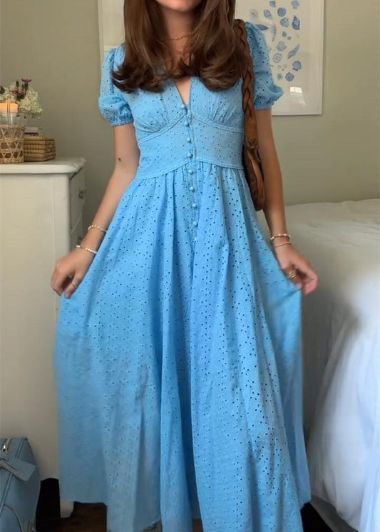 Blue Button Down Dress