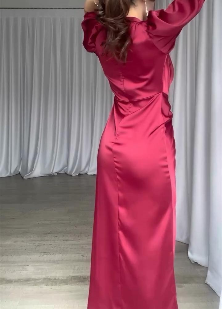 Stylish Red Satin Dress