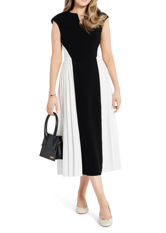 Black and White Colorblocked Sleeveless Maxi Dress