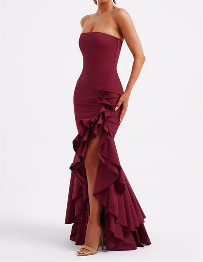 Sheath Fishtail Hemline Maxi Dress