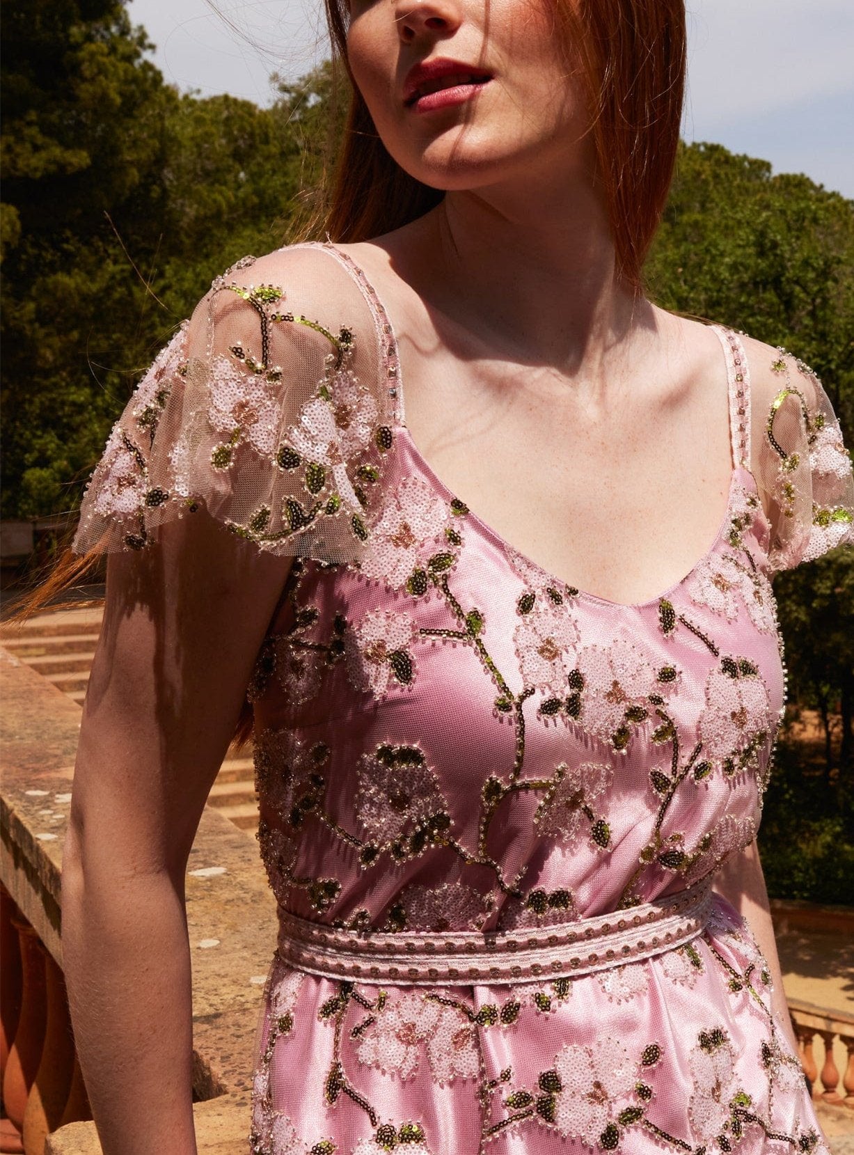 Pink Flower Short Sleeve Dress