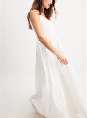 Square neck white dress