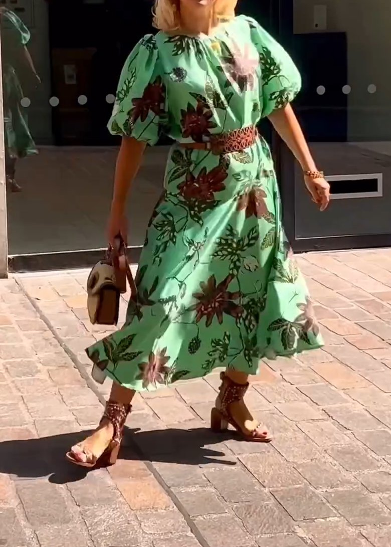 Printed green dress