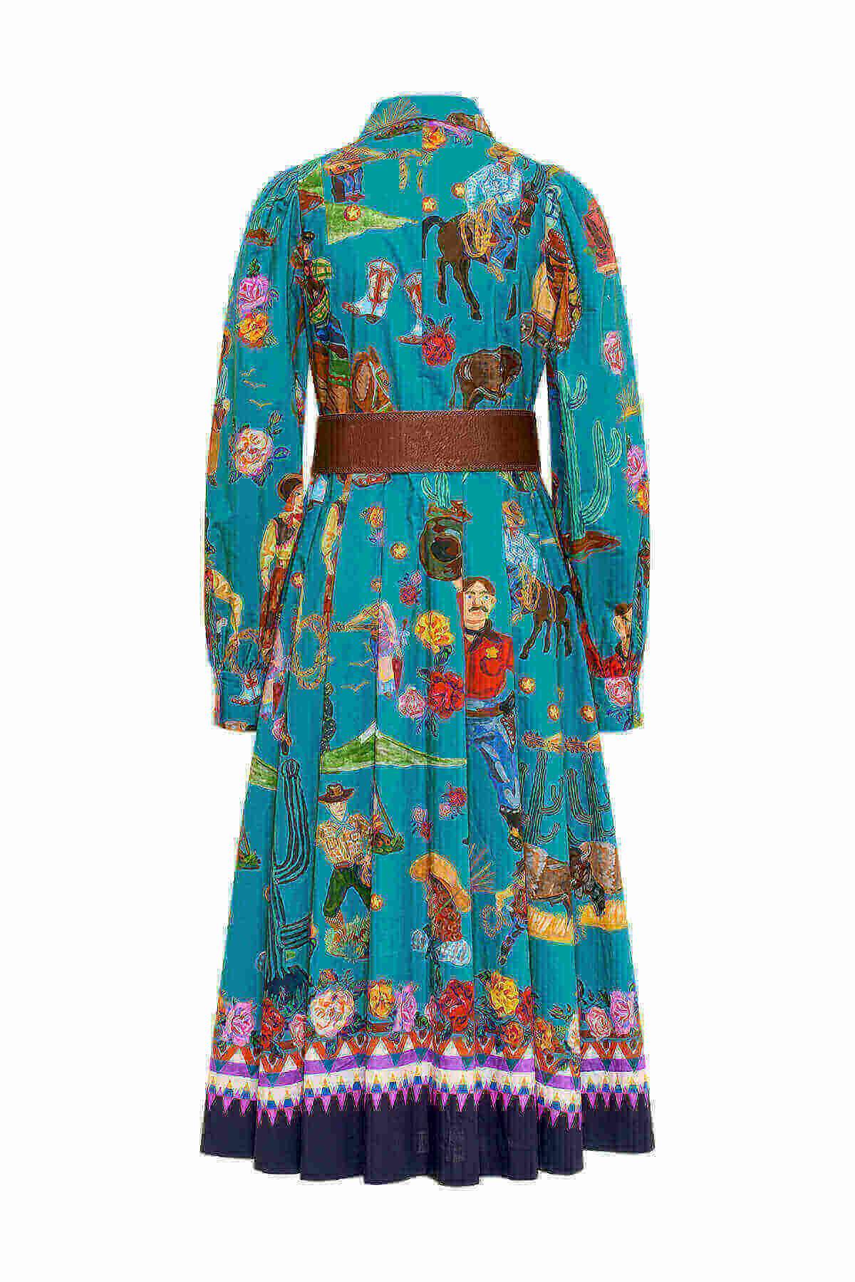 Lake Green Vintage Printed Maxi Dress