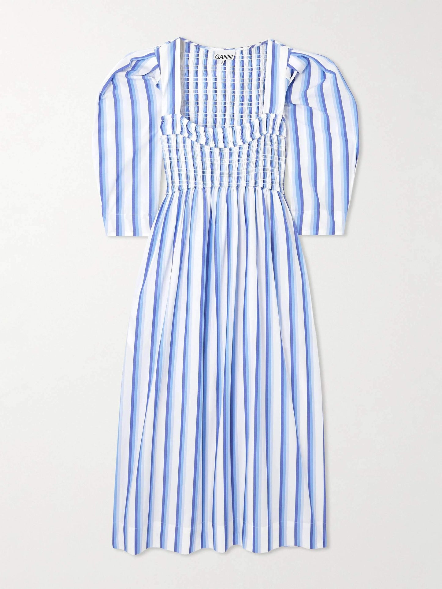 Blue and White Striped Maxi Dress