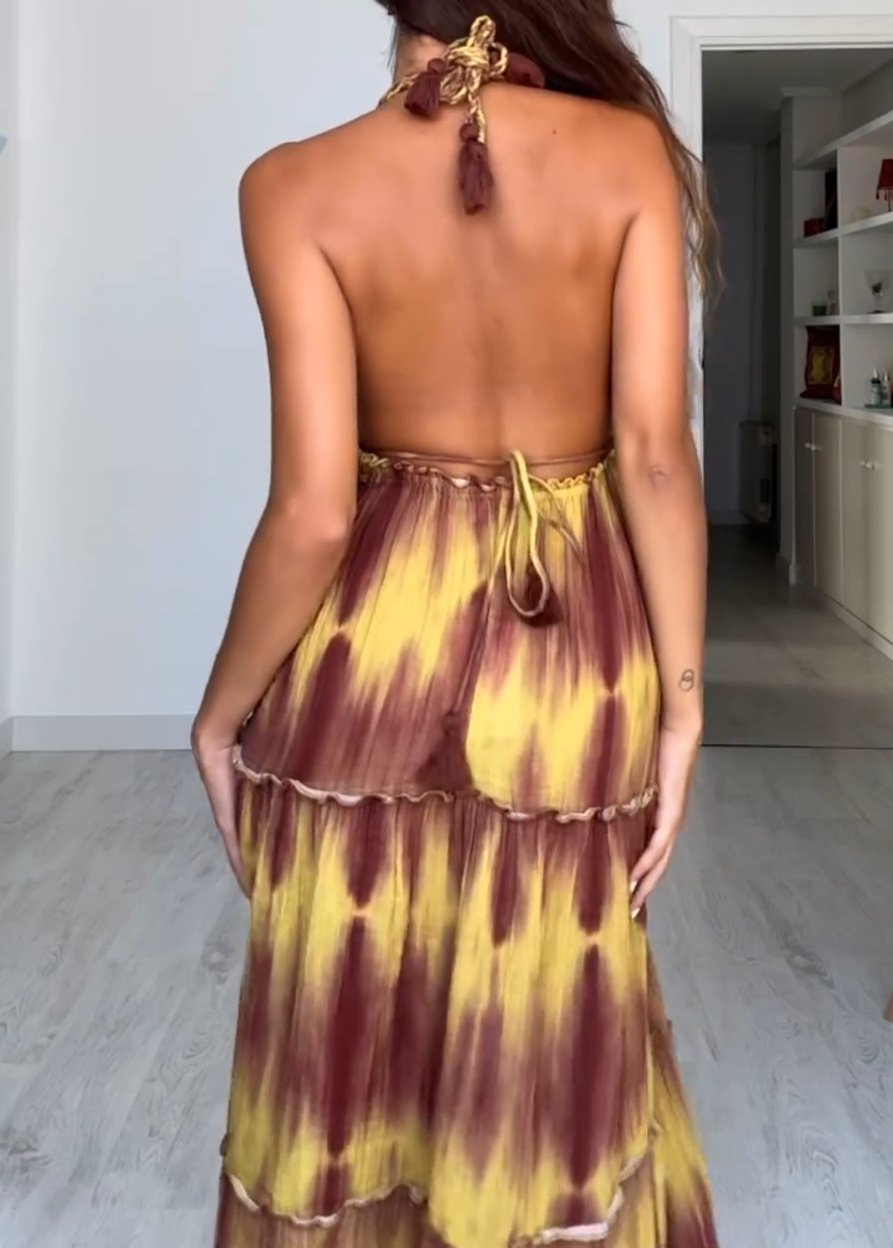 Backless Halter Maxi Dress