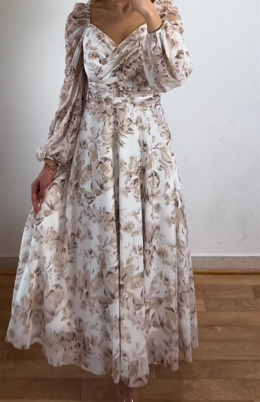 Vintage Floral Cross Neck Maxi Dress