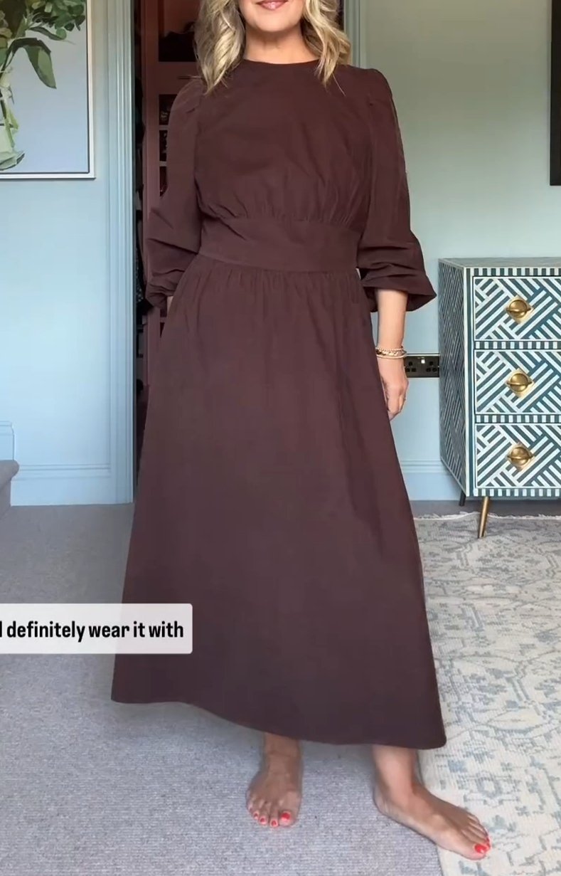 Long Sleeve Brown Dress