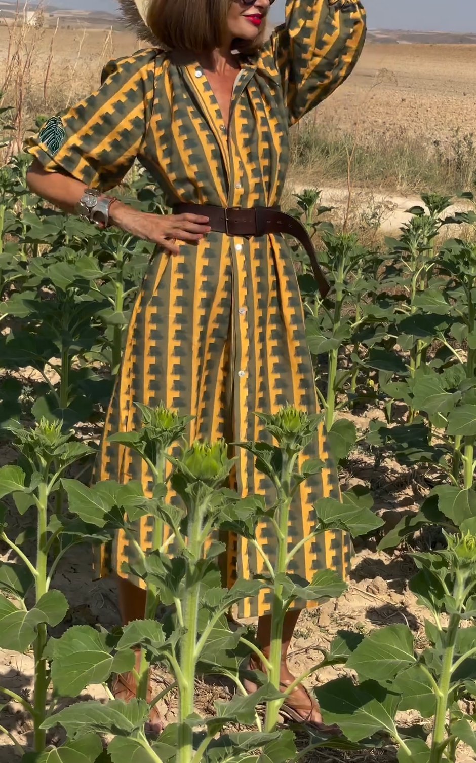 Yellow and green striped dress