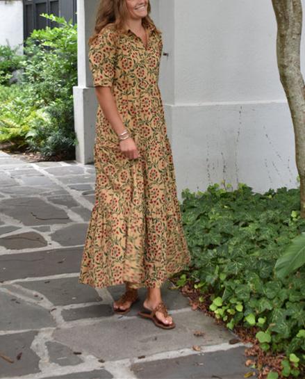 Khaki Floral Autumn Dress