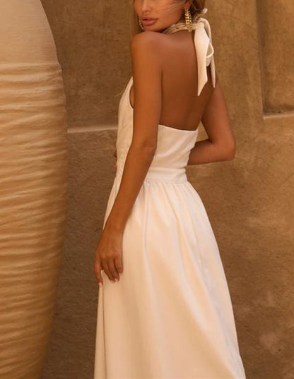 White Strapless Designer Maxi Dress