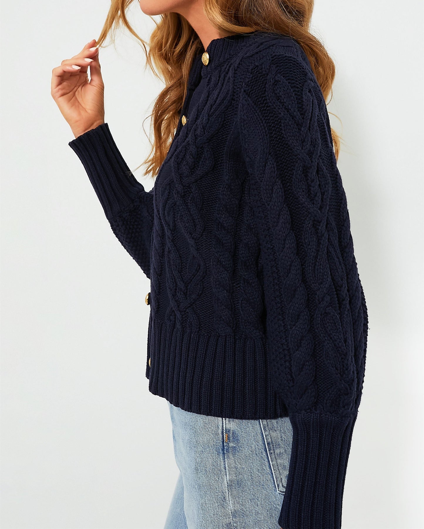 Navy Blue Knitted Cardigan