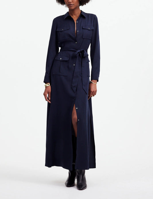 Navy Blue Workwear Fall Dress