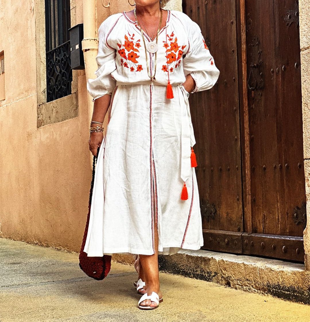 White Printed Dress