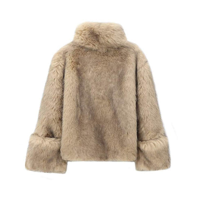 High Collar Gradient Faux Fur