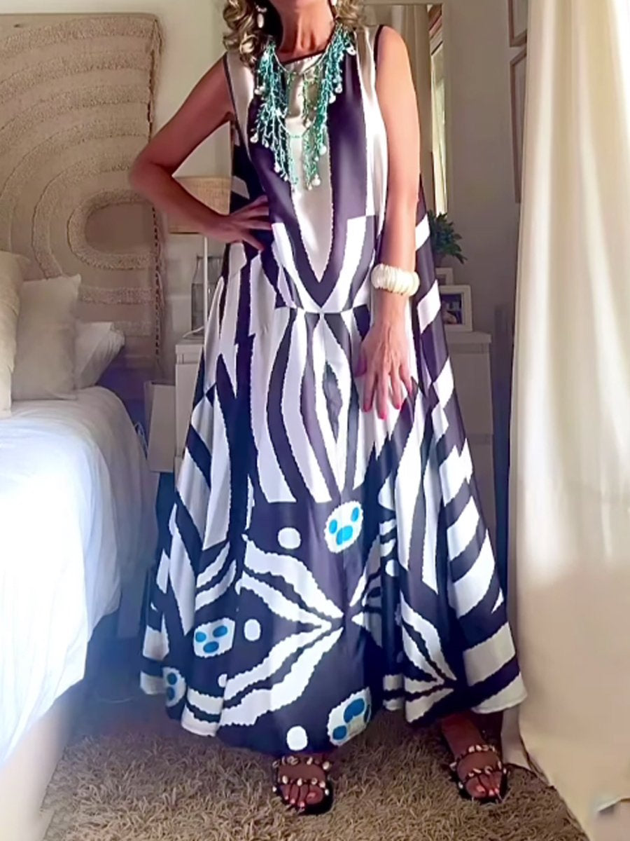 Sleeveless Loose Printed Maxi Dress