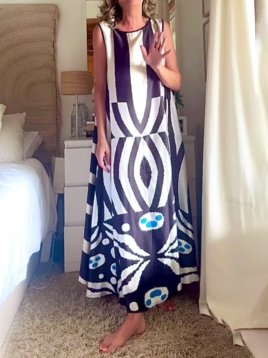 Sleeveless Loose Printed Maxi Dress