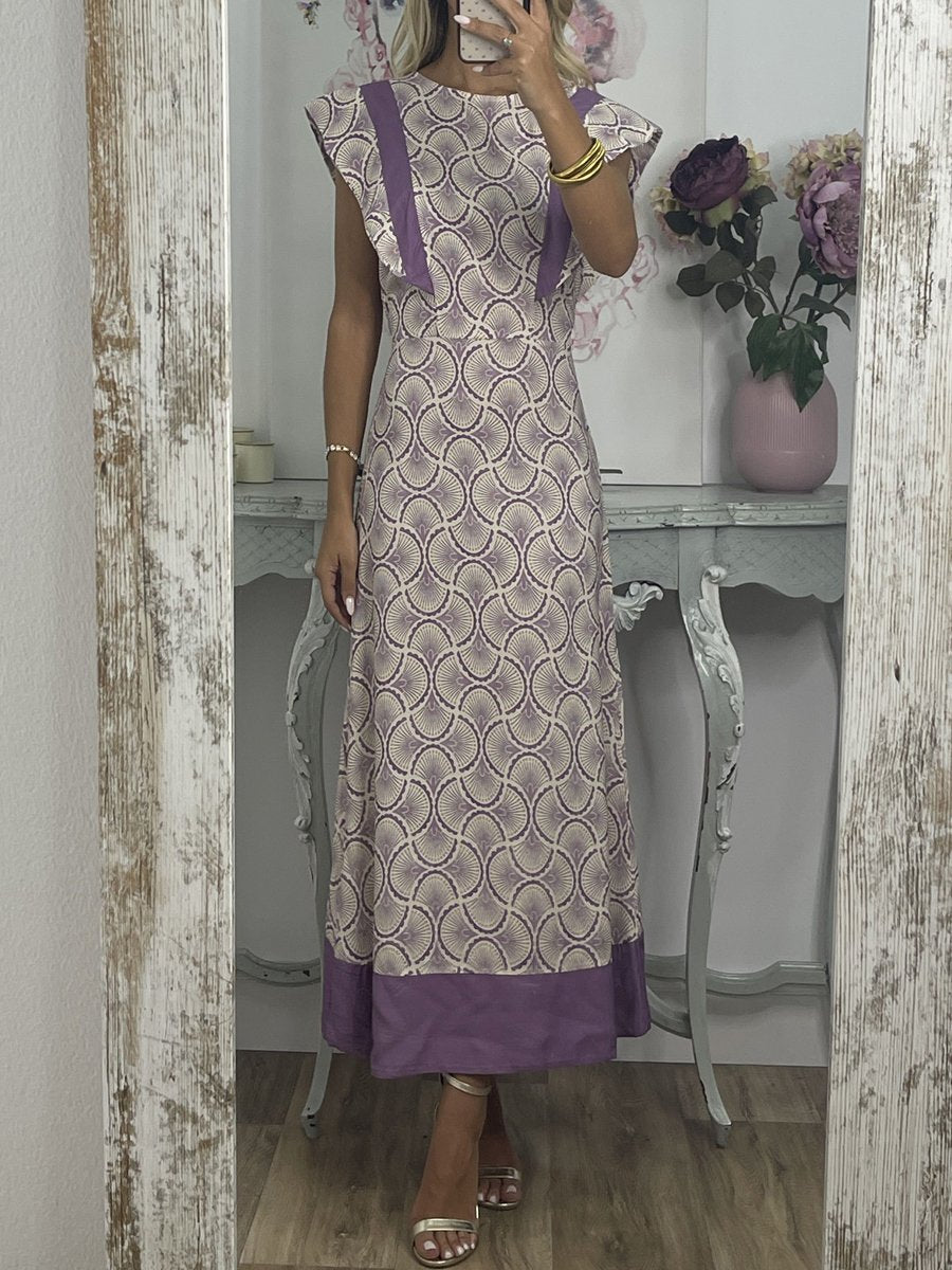 Printed Fly Sleeve Maxi Dress