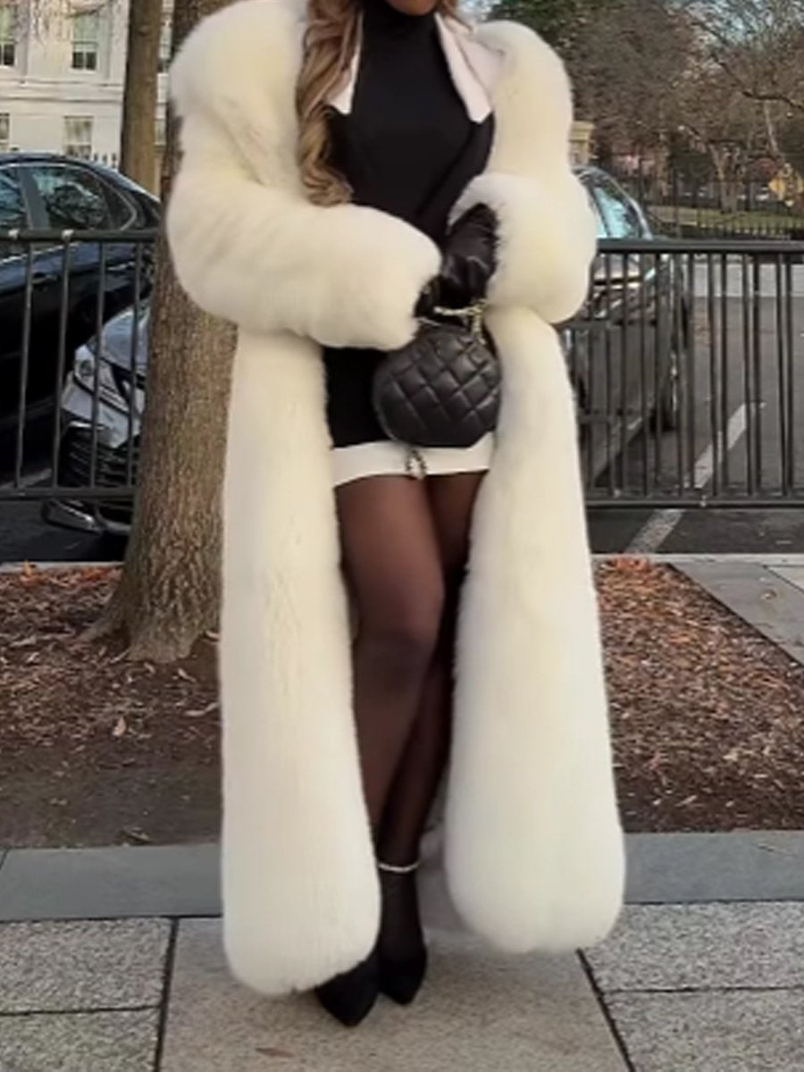 Faux Fox Fur Long Coat