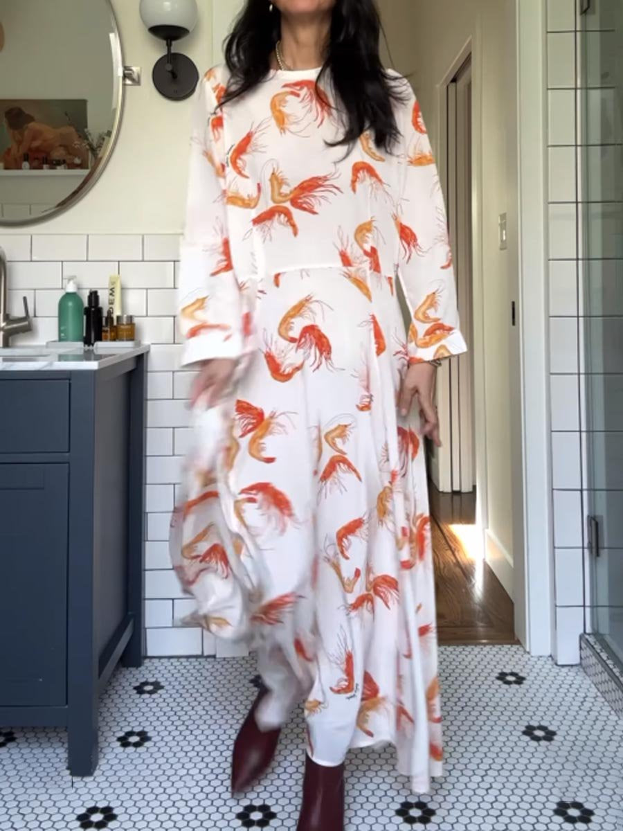 Printed Long Sleeve Maxi Dress