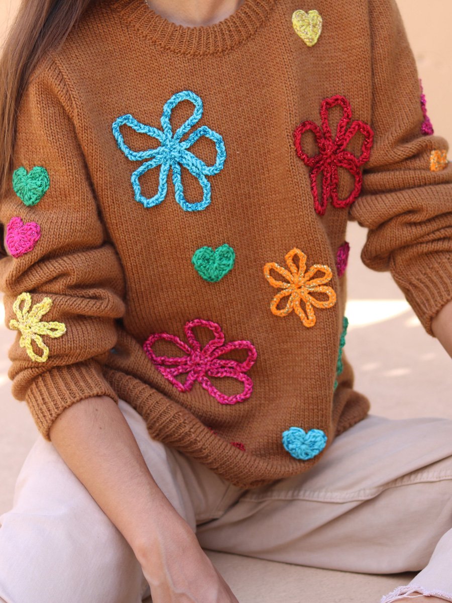 Flower Embroidered Knitted Sweater