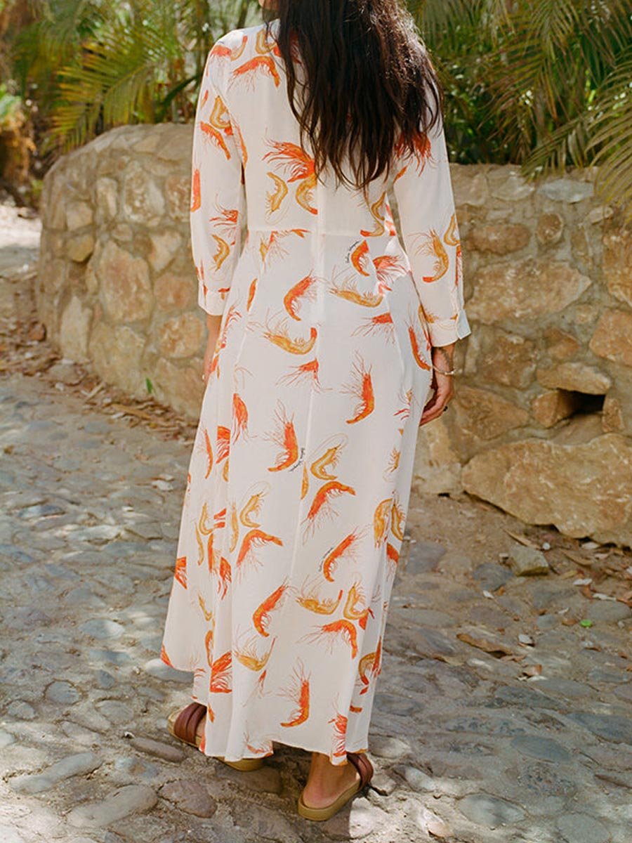 Printed Long Sleeve Maxi Dress