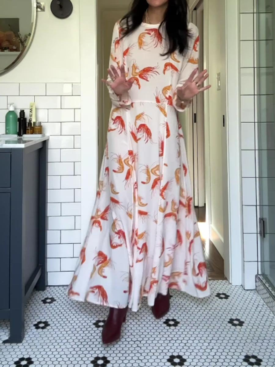 Printed Long Sleeve Maxi Dress