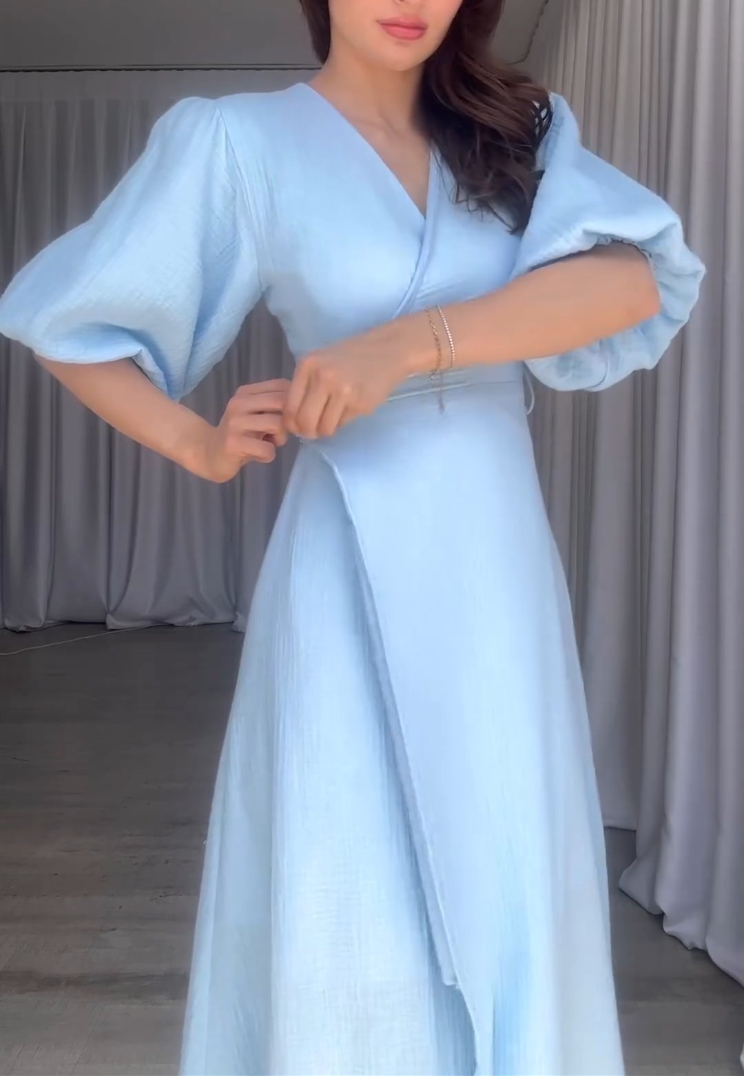 Sky blue waisted dress