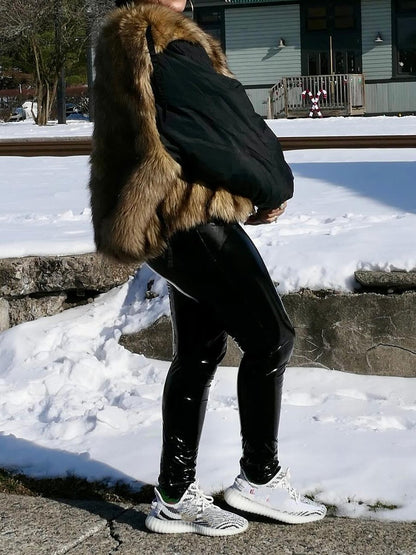 Green Fur On Both Sides Bomber Jacket