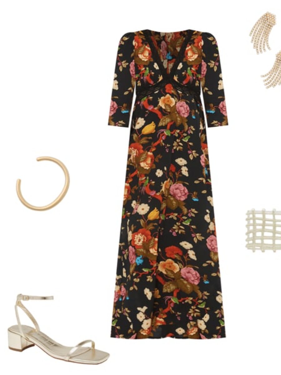 Fall Formal Floral Midi Dress