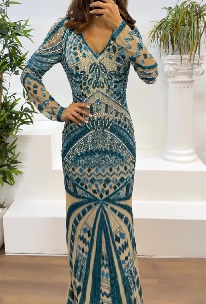 Long Sleeve Evening Gown