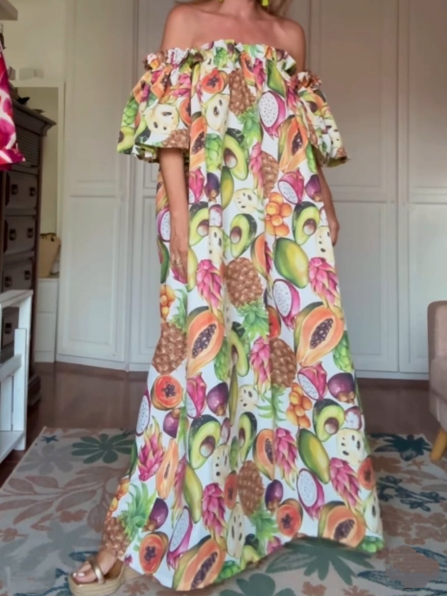 The Fruit Printed Adjustable Maxi Dress