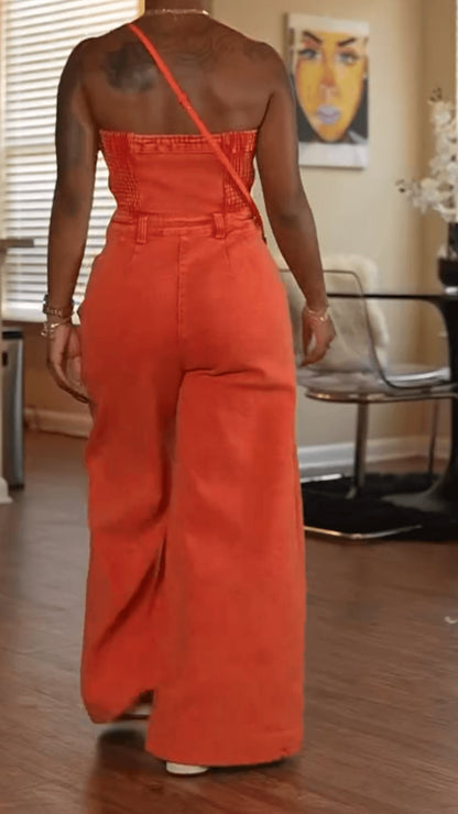 Strapless Jumpsuit With Pockets