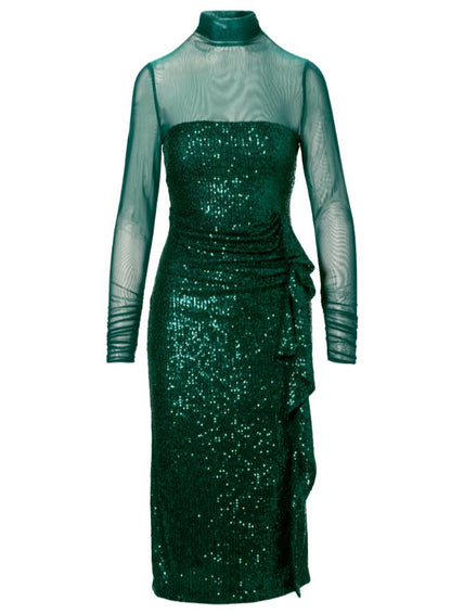 Dazzle Mesh Sequin Midi Holiday Dress