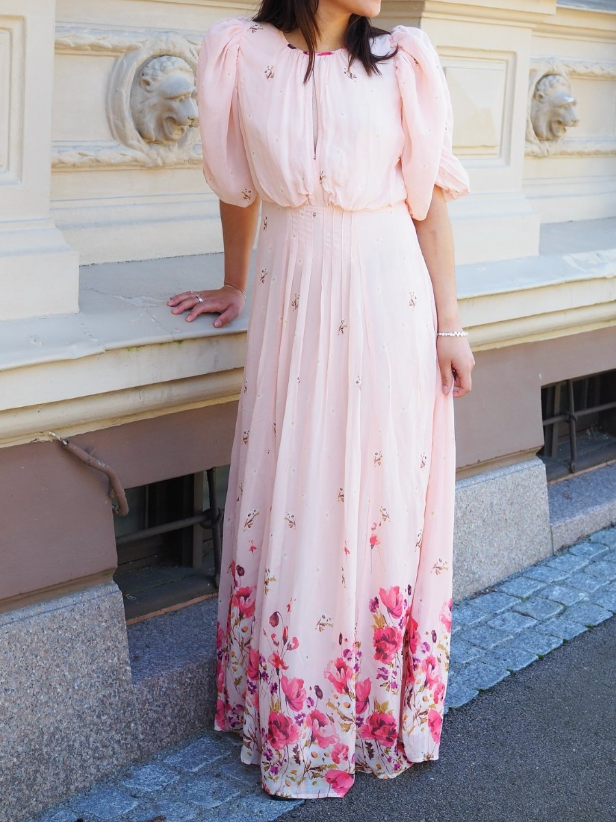 Puff Sleeve Printed Maxi Dress