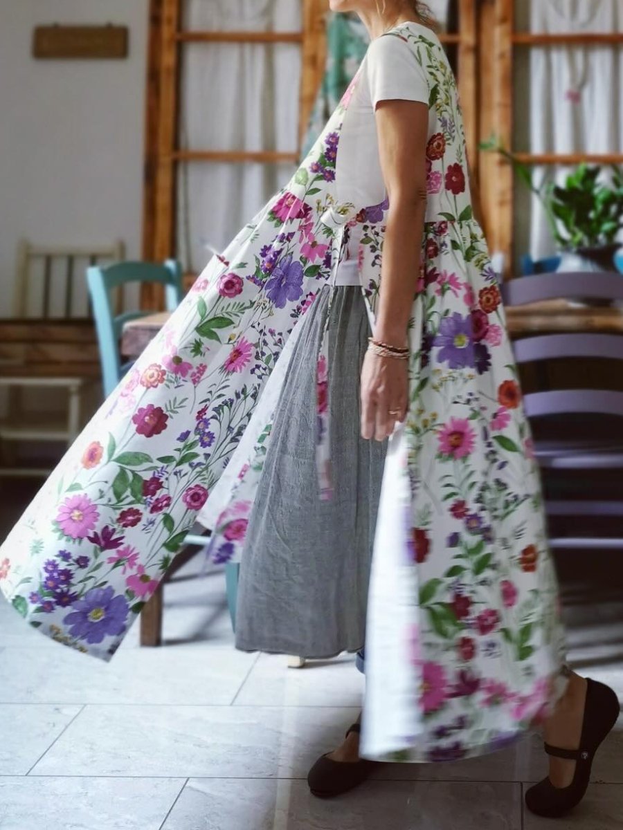 Warp Floral Maxi Pockets Dress