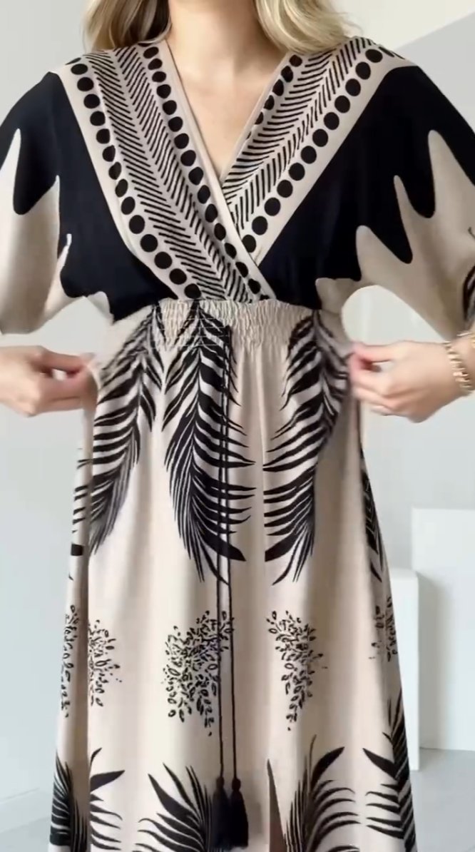 Black Feather Brown Dress