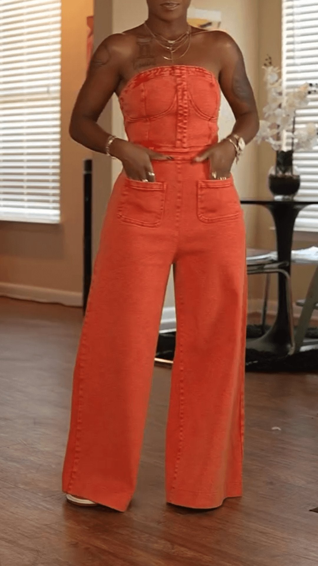 Strapless Jumpsuit With Pockets