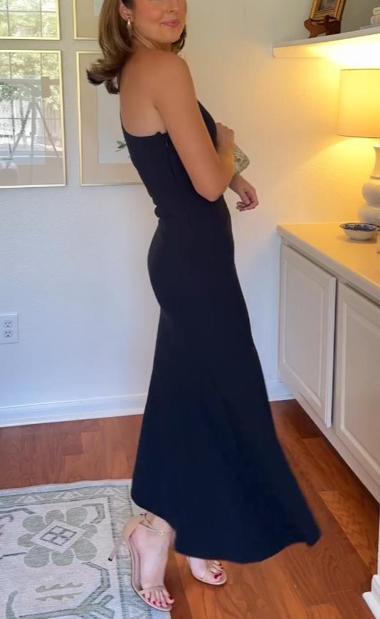 Black one-shoulder maxi dress