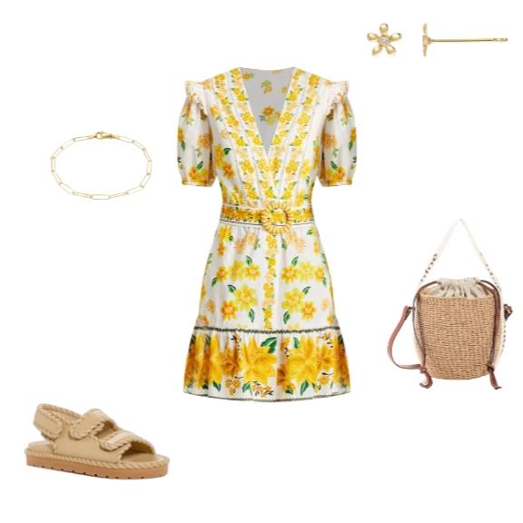 The Yellow Floral Short Dress