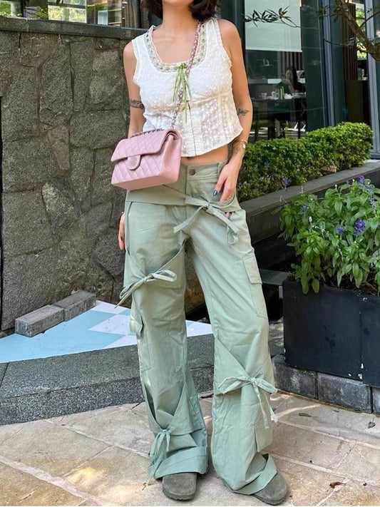 Chic Bow Cargo Pants