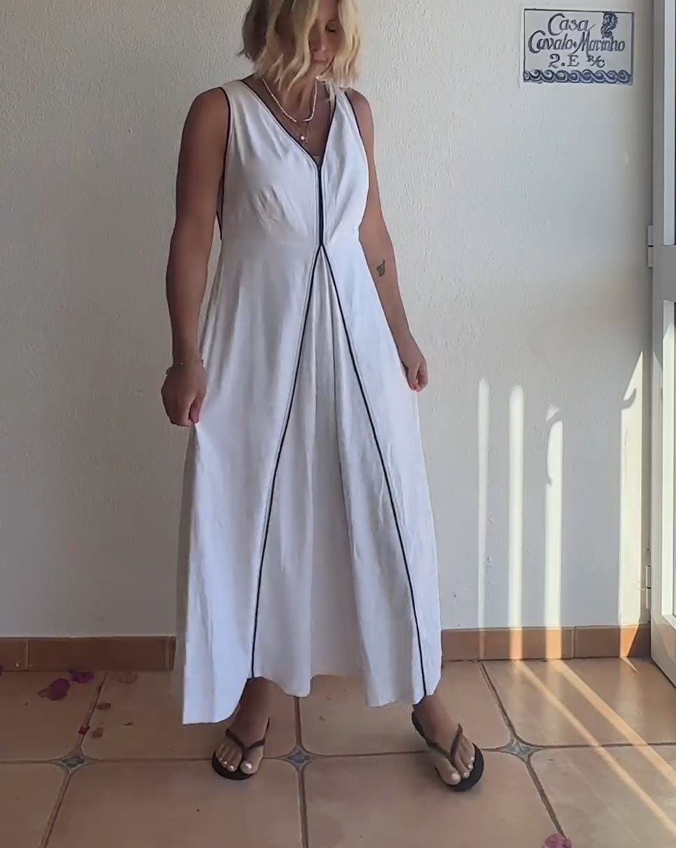 White V-Neck Dress