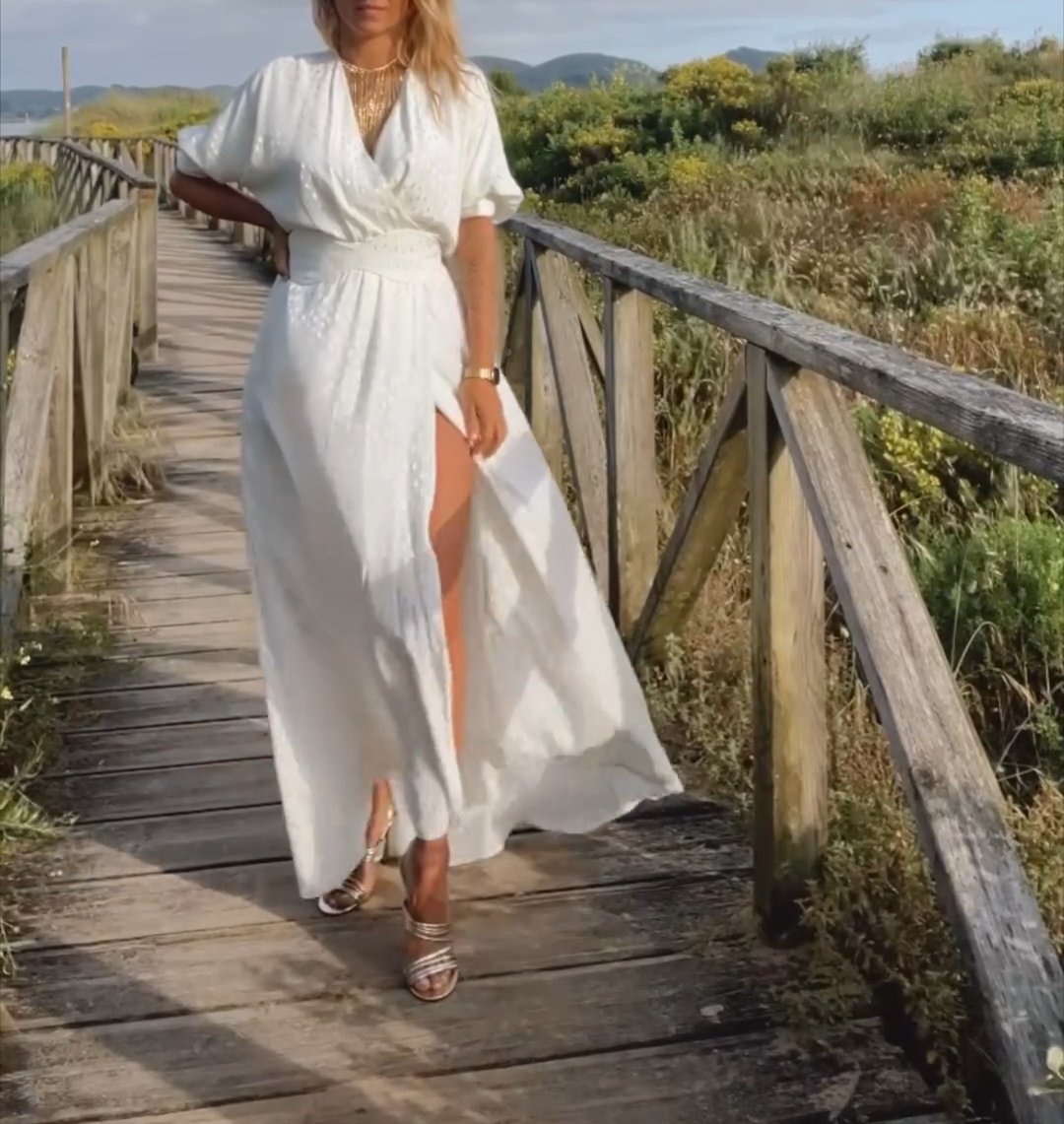 Short Sleeve White Dress