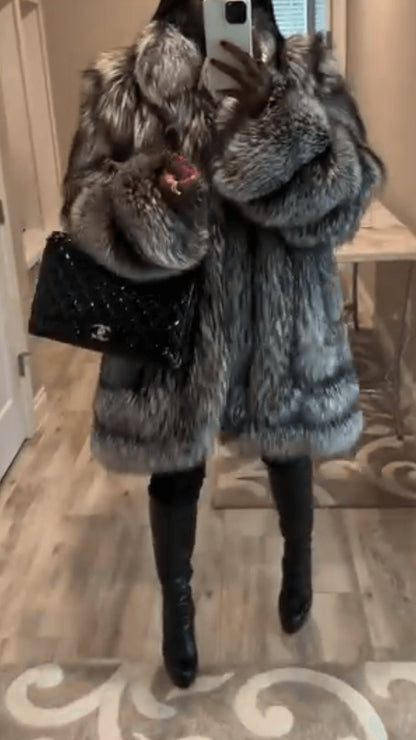 Elegant Long Sleeve Faux Fur Coat